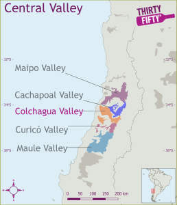 Colchagua sijaitsee Chilen Central Valleyssa.
